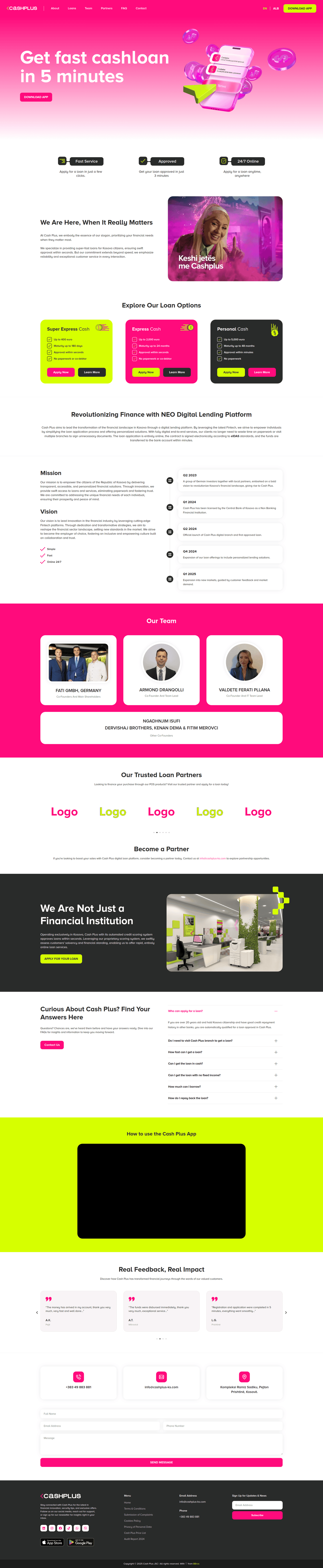 Cash Plus – full homepage screenshot of website designed by Weble Studio