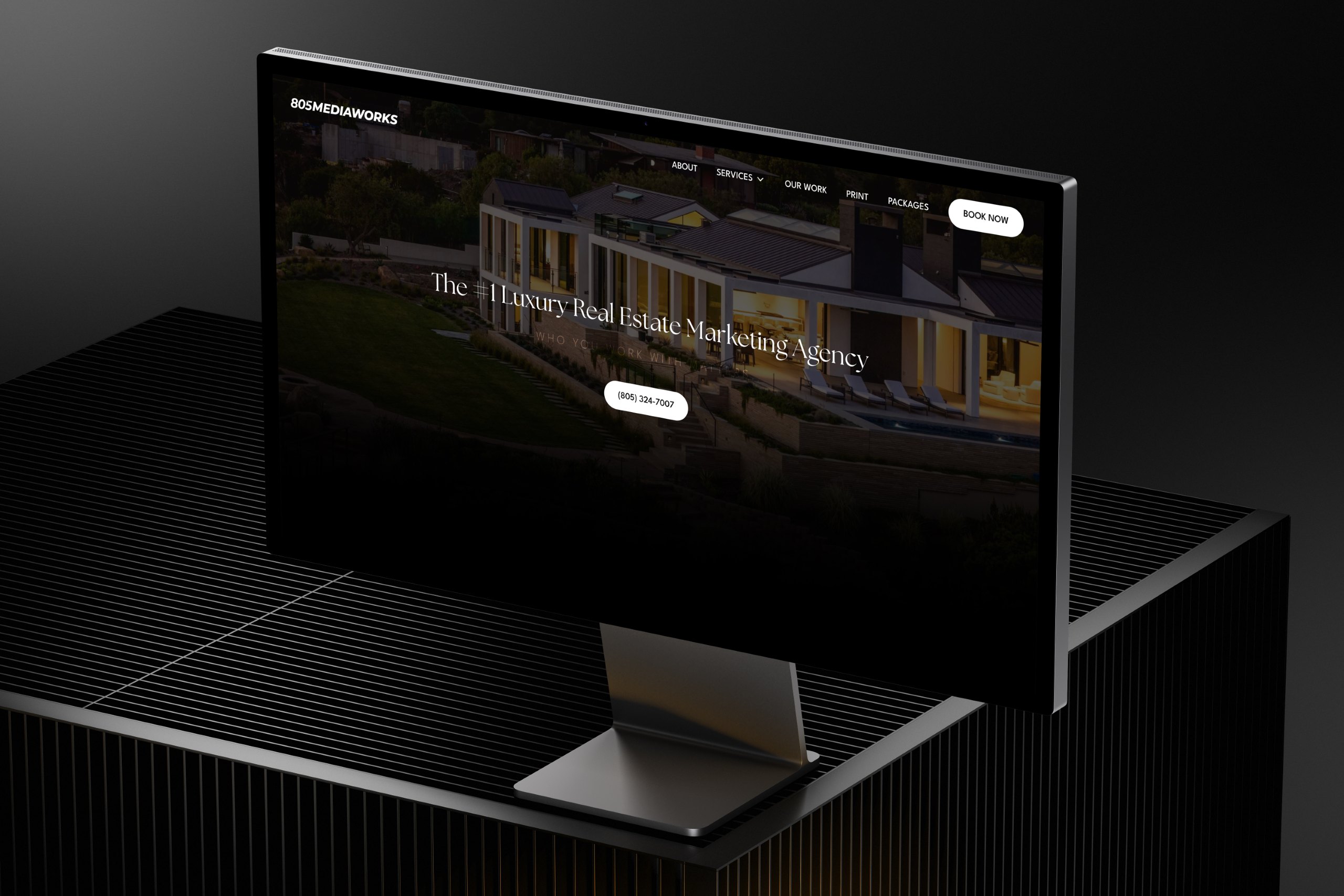 805 Media Works – cinematic real estate marketing website mockup by Weble Studio