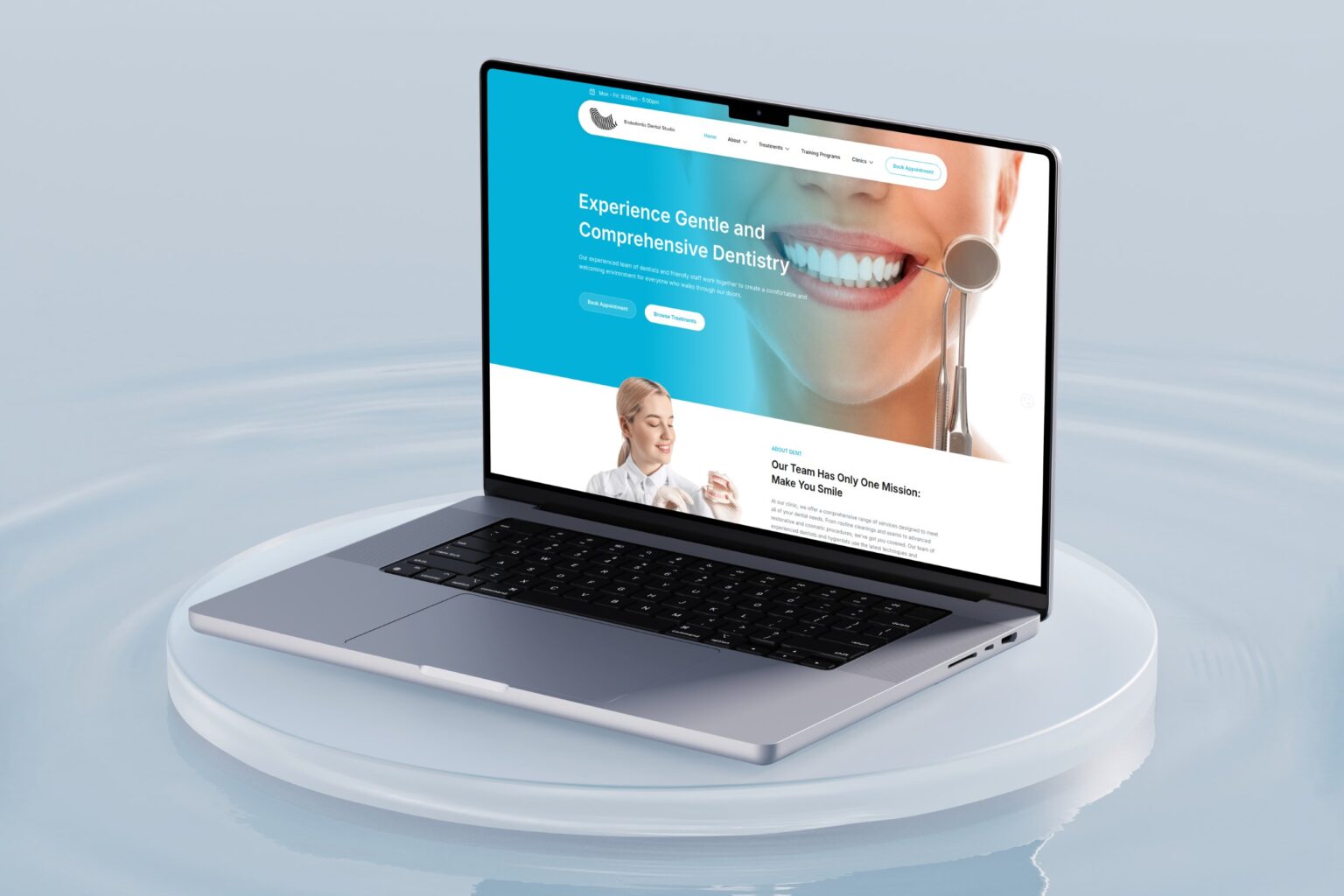 Endodontic Dental Studio – modern dental care website mockup by Weble Studio