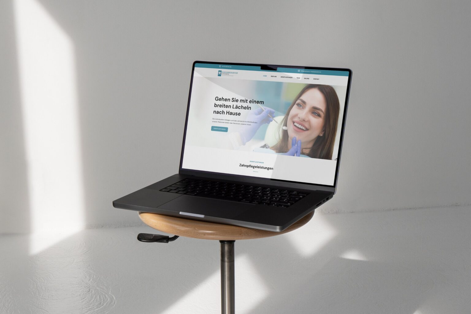 Moosseedorfer Dental Practice – dental clinic website mockup crafted by Weble Studio