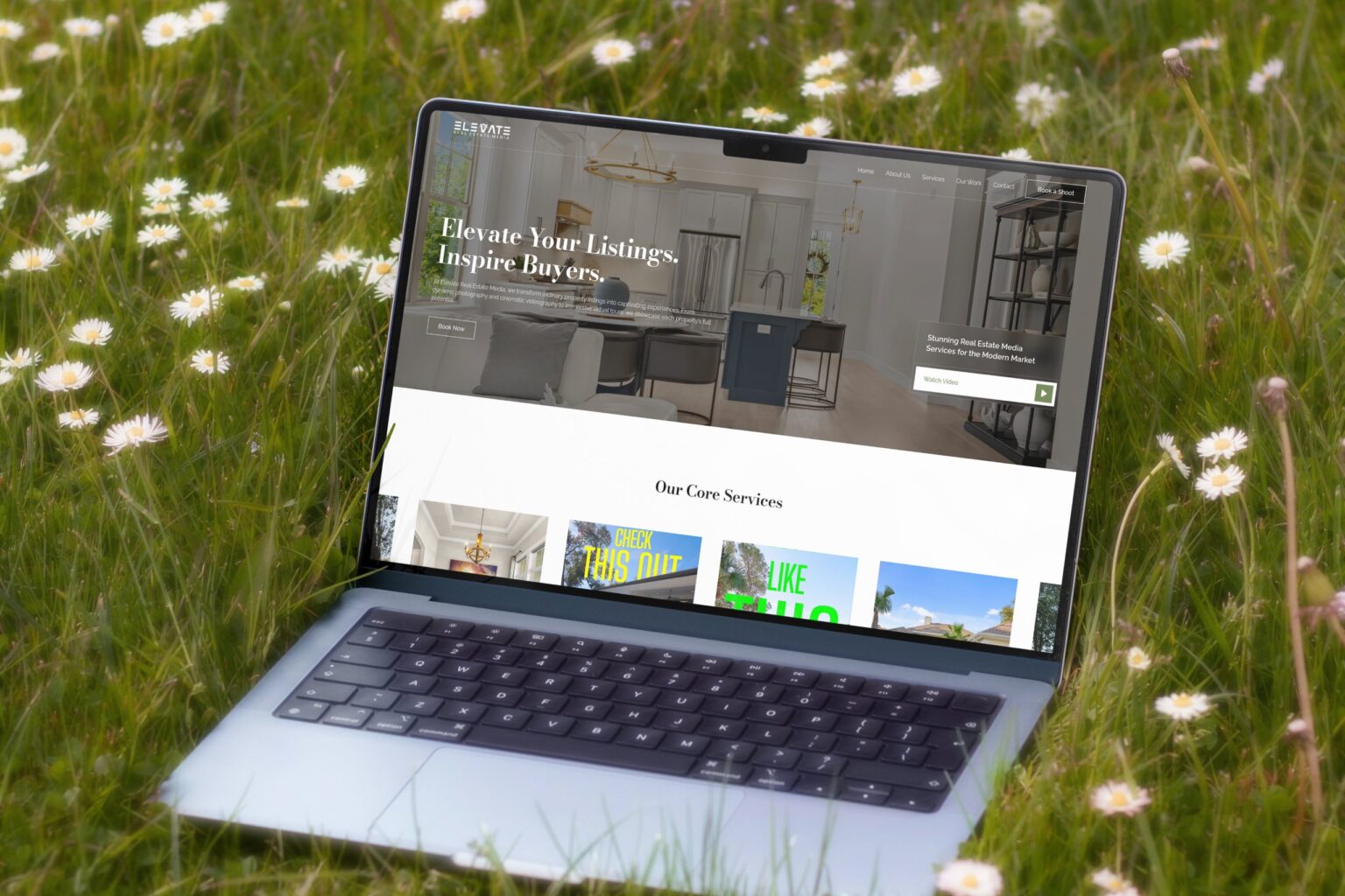 Elevate Real Estate Media – property marketing website mockup by Weble Studio