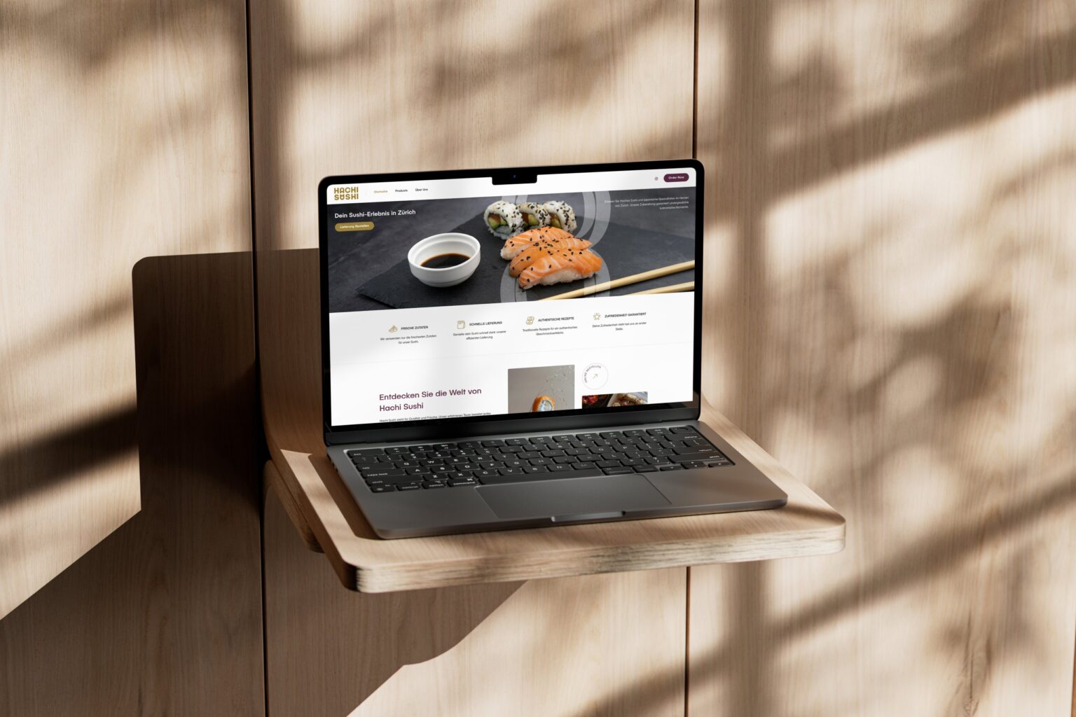 Hachi Sushi – Japanese restaurant website mockup by Weble Studio
