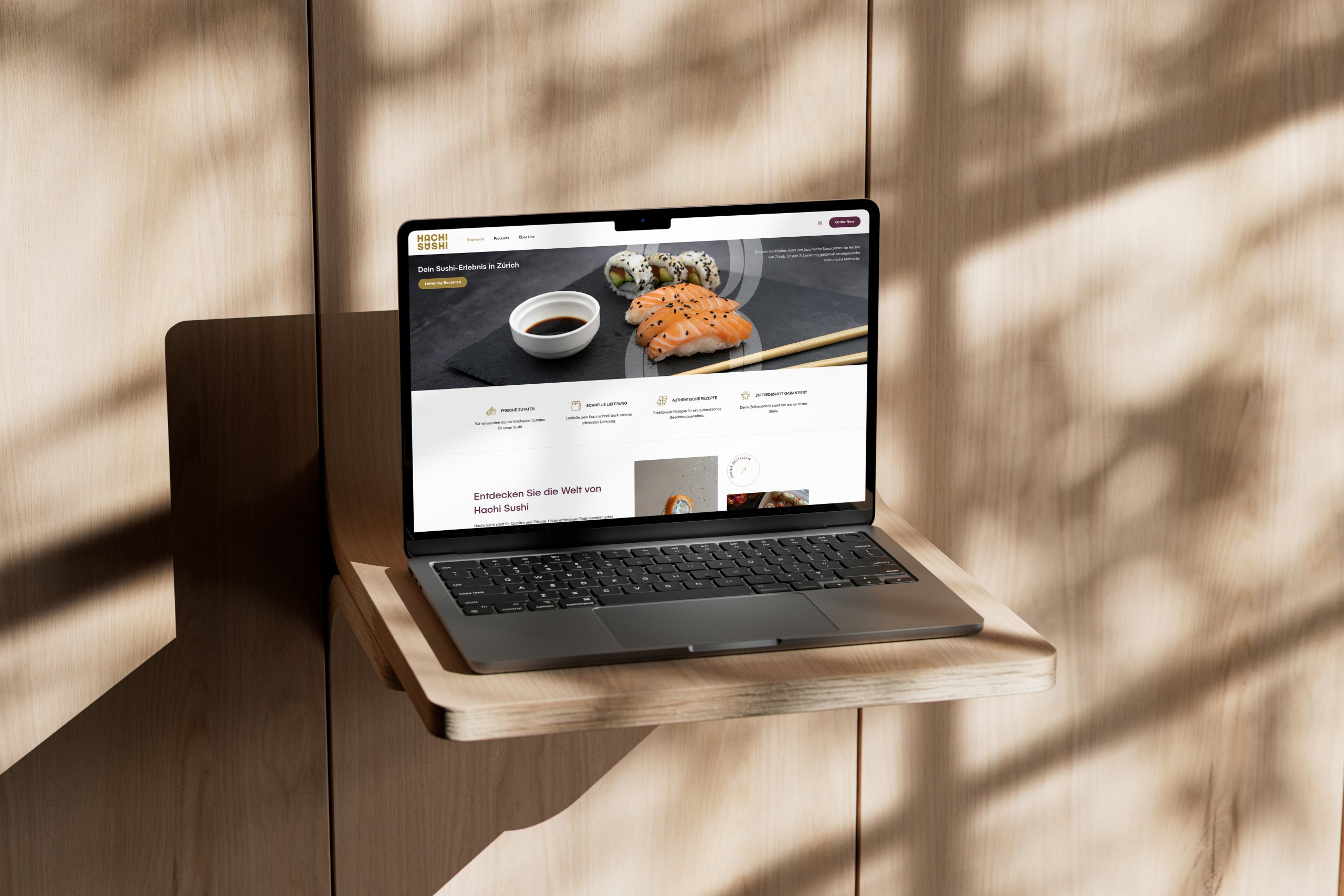 Hachi Sushi – Japanese restaurant website mockup by Weble Studio