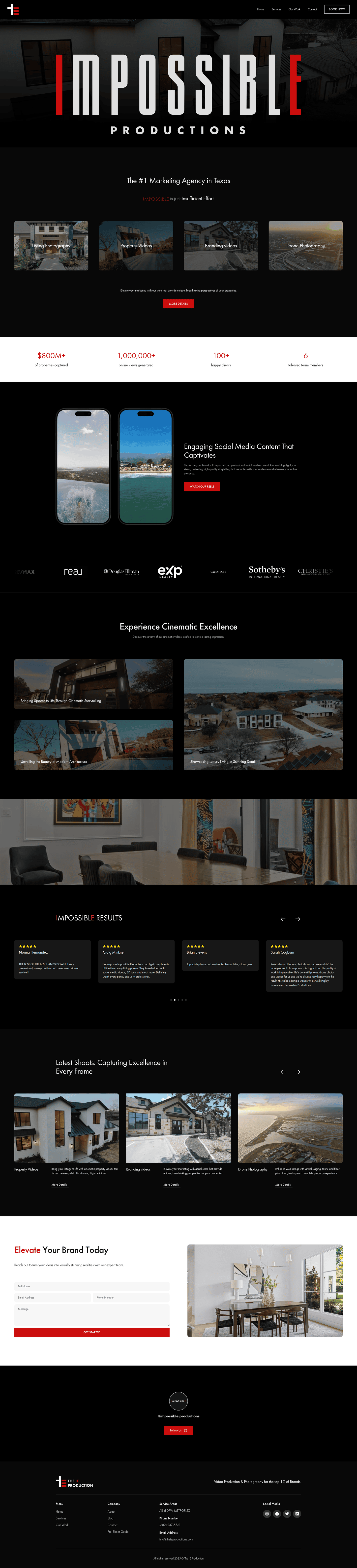 Impossible Productions – full homepage screenshot of website designed by Weble Studio