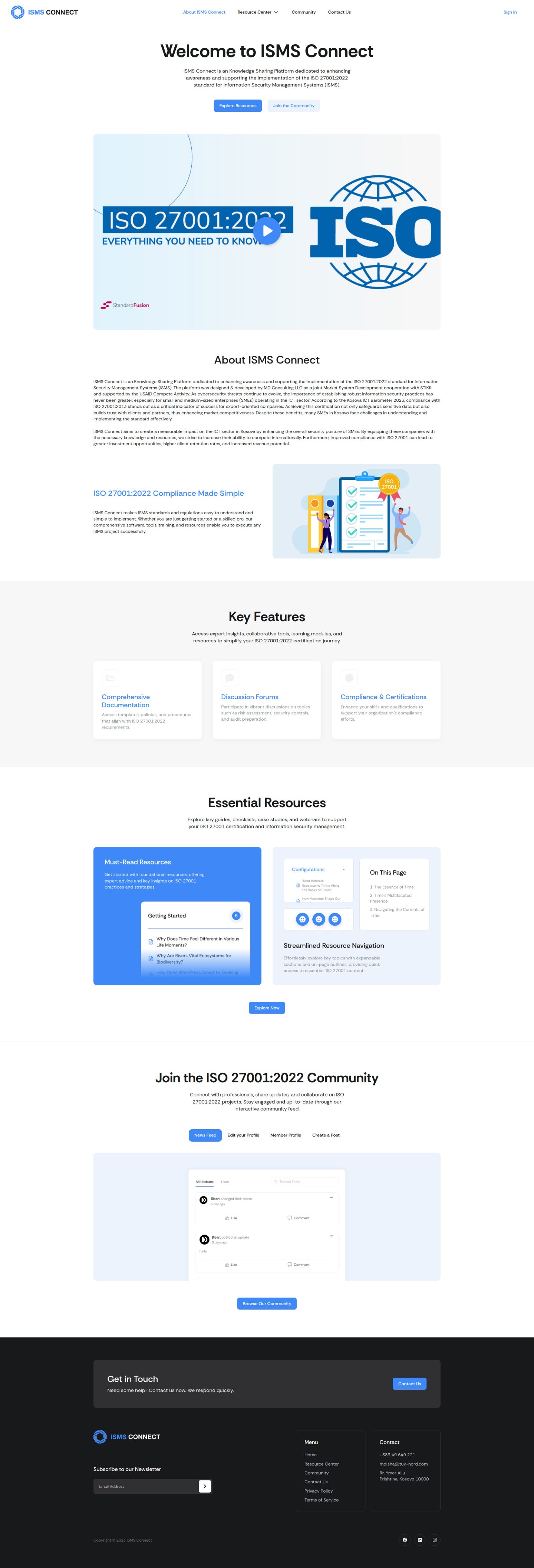 ISMS Connect – full homepage screenshot of website designed by Weble Studio
