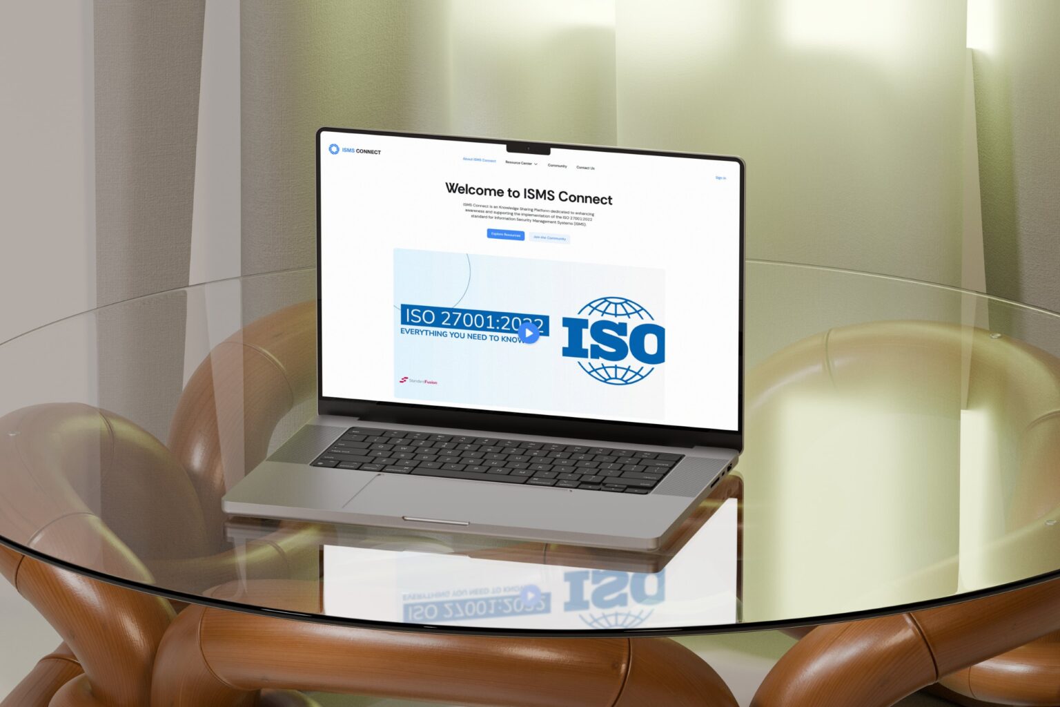 ISMS Connect – cybersecurity education platform website mockup by Weble Studio