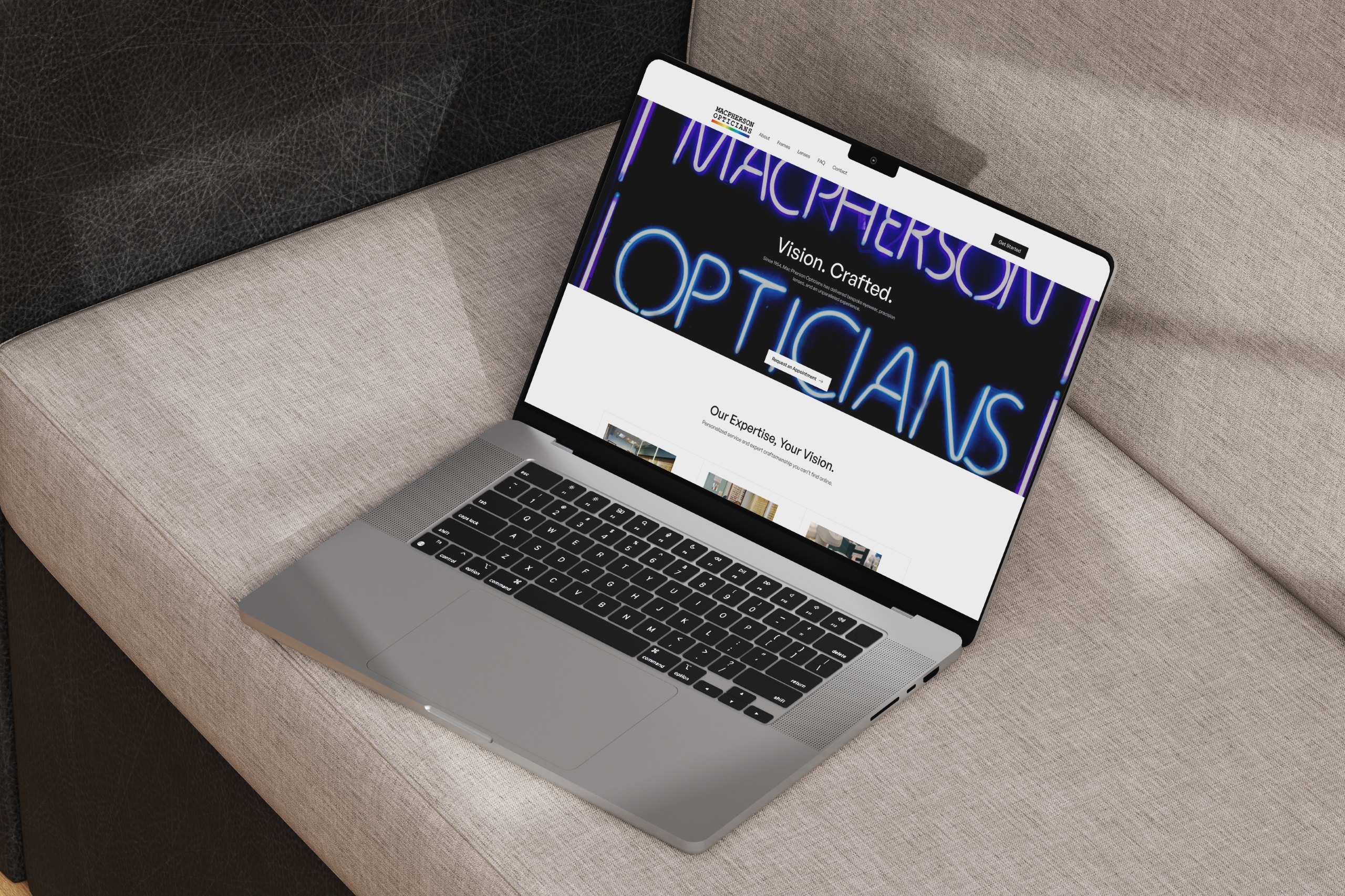 MacPherson Opticians – medical website design mockup crafted by Weble Studio