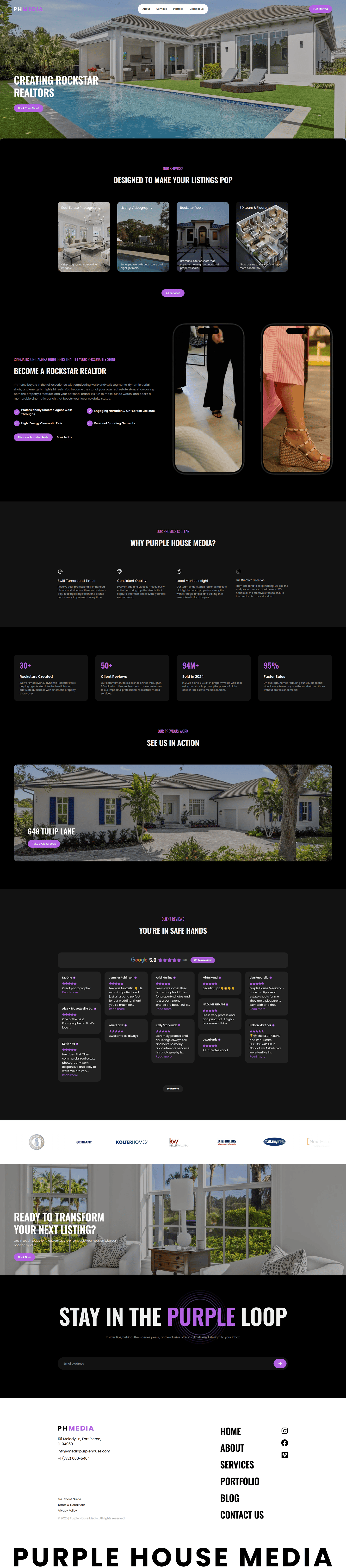 Purple House Media – full homepage screenshot of website designed by Weble Studio
