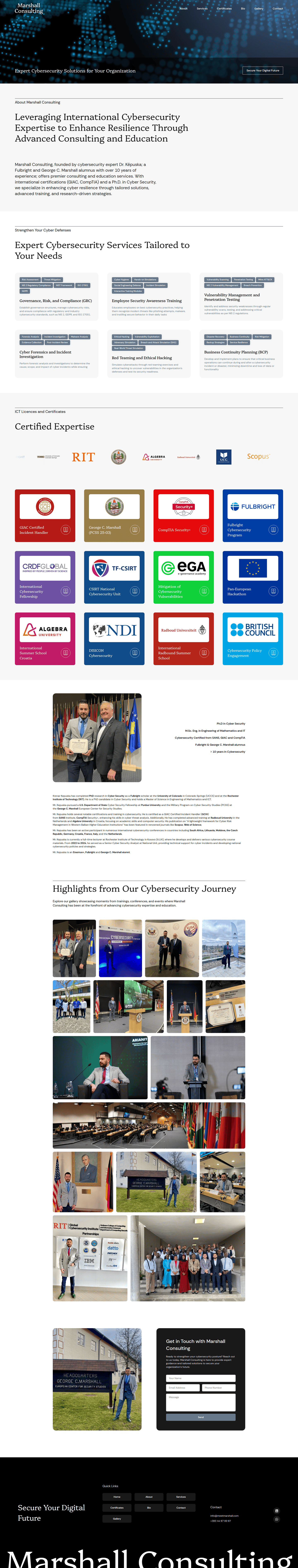 Marshall Consulting – full homepage screenshot of website designed by Weble Studio