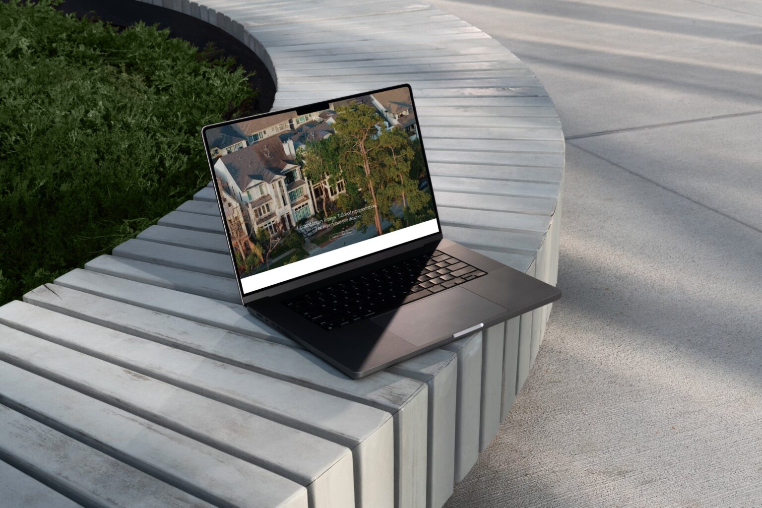 Rich Stone – luxury real estate media website mockup designed by Weble Studio