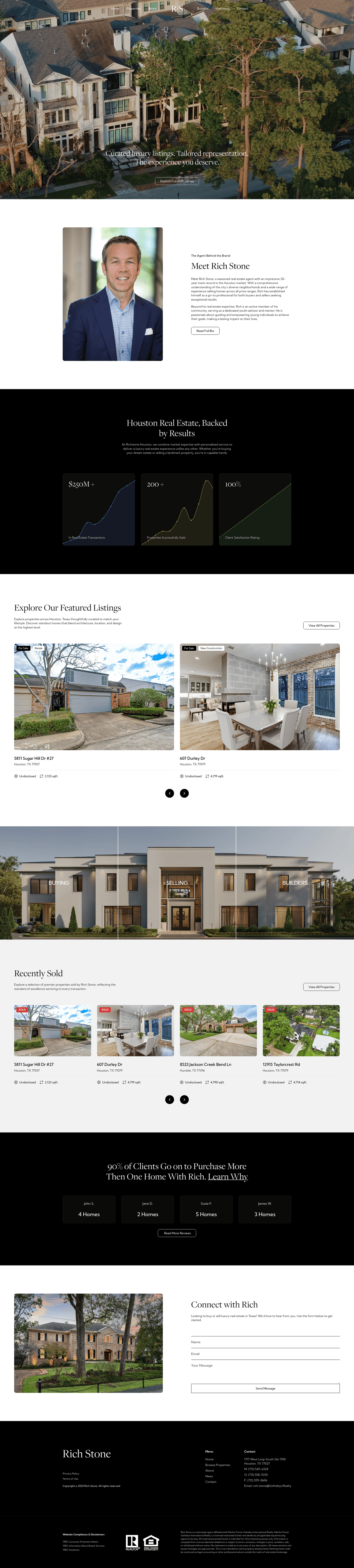 Rich Stone Houston – full homepage screenshot of website designed by Weble Studio