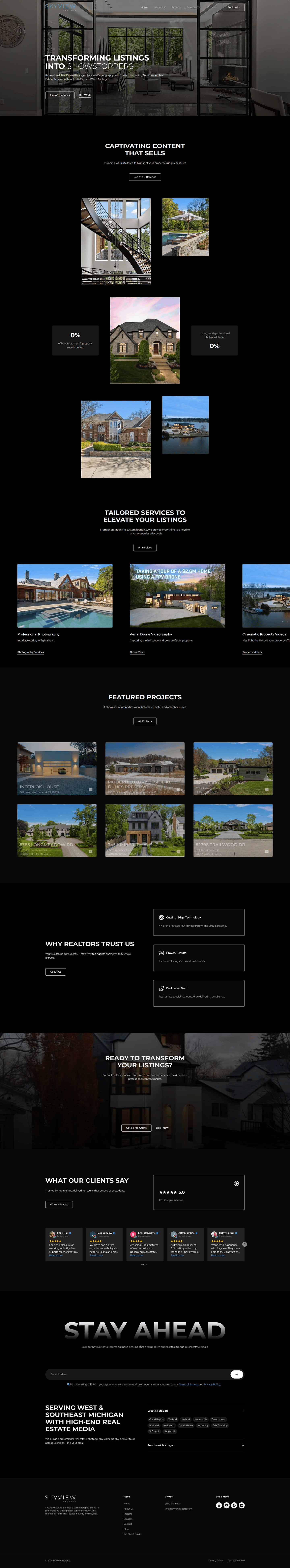 Skyview Experts – full homepage screenshot of website designed by Weble Studio