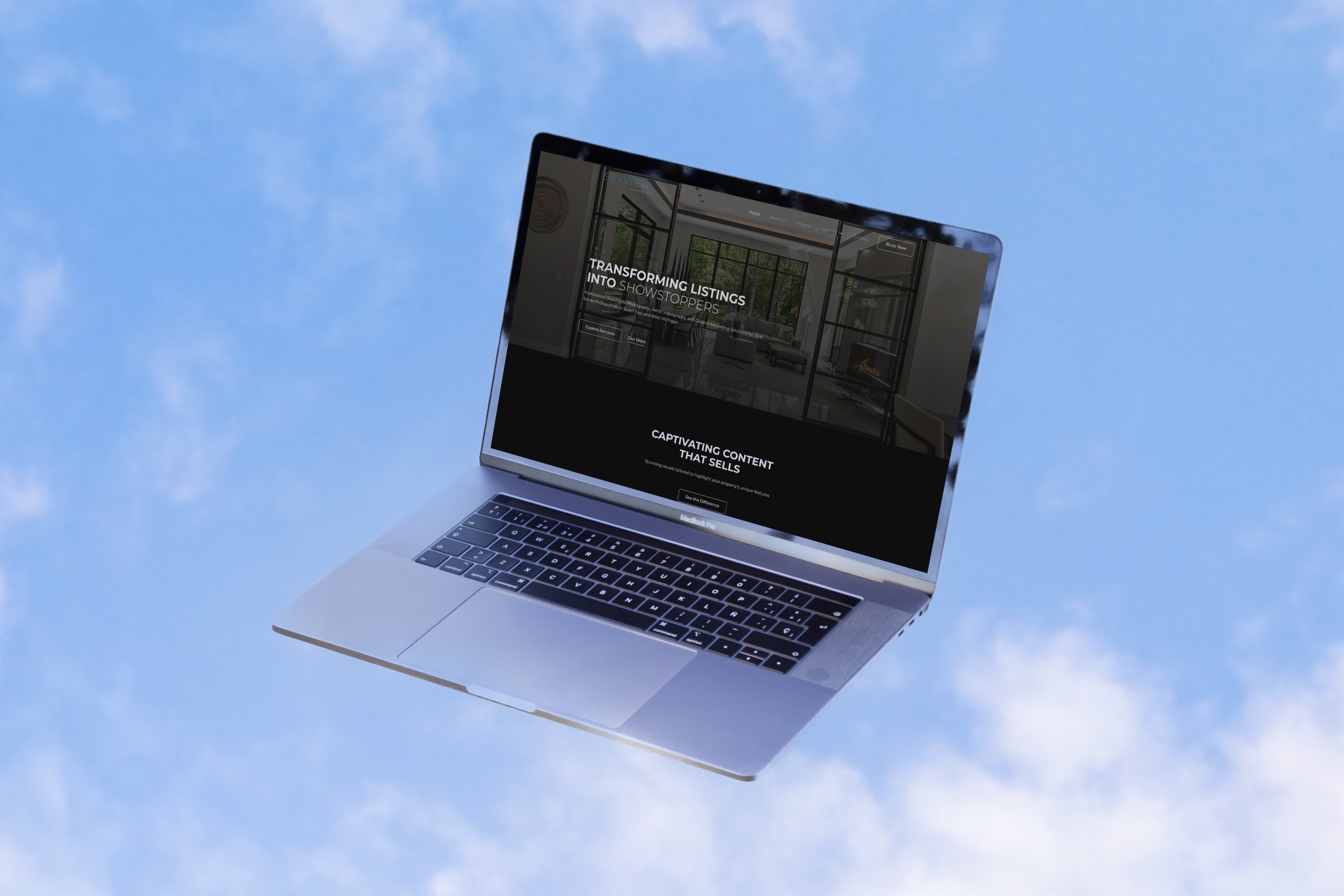 Skyview Experts – real estate photography and videography website mockup by Weble Studio