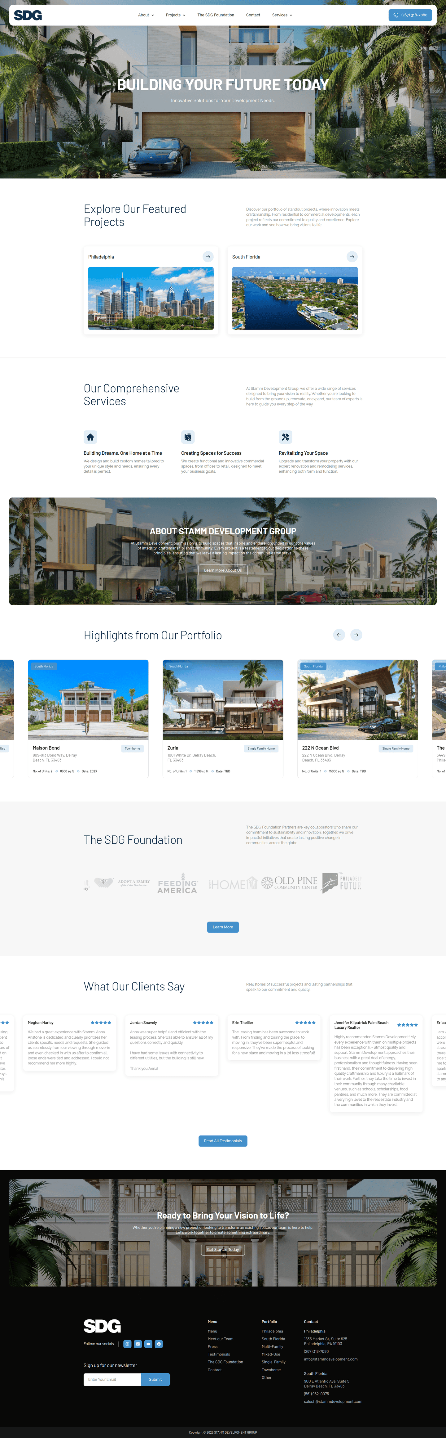 Stamm Development Group – full homepage screenshot of website designed by Weble Studio