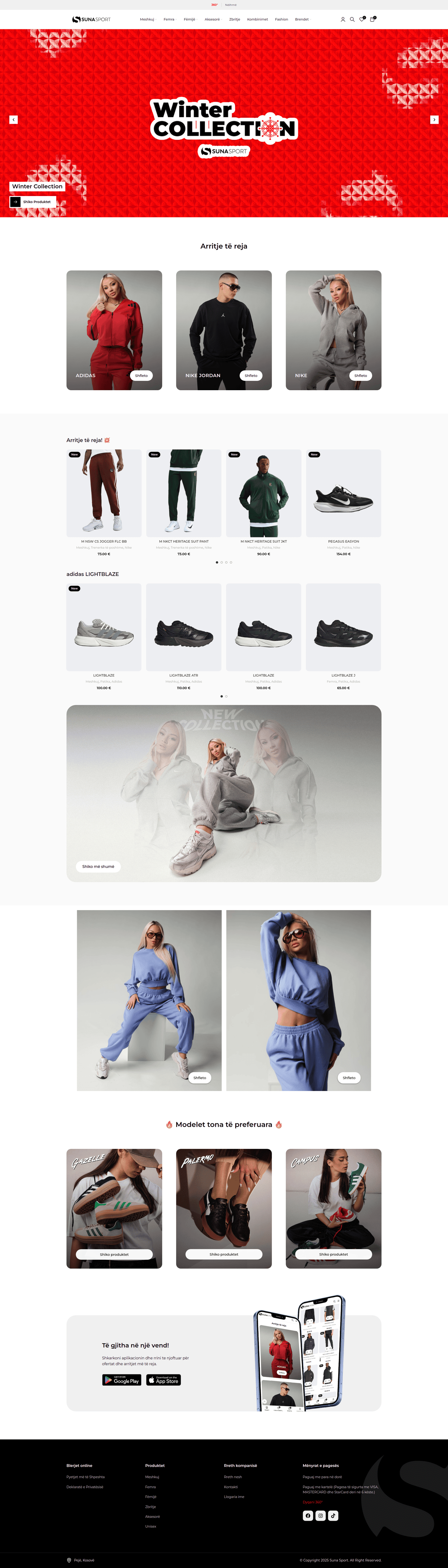 Suna Sport – full homepage screenshot of website designed by Weble Studio