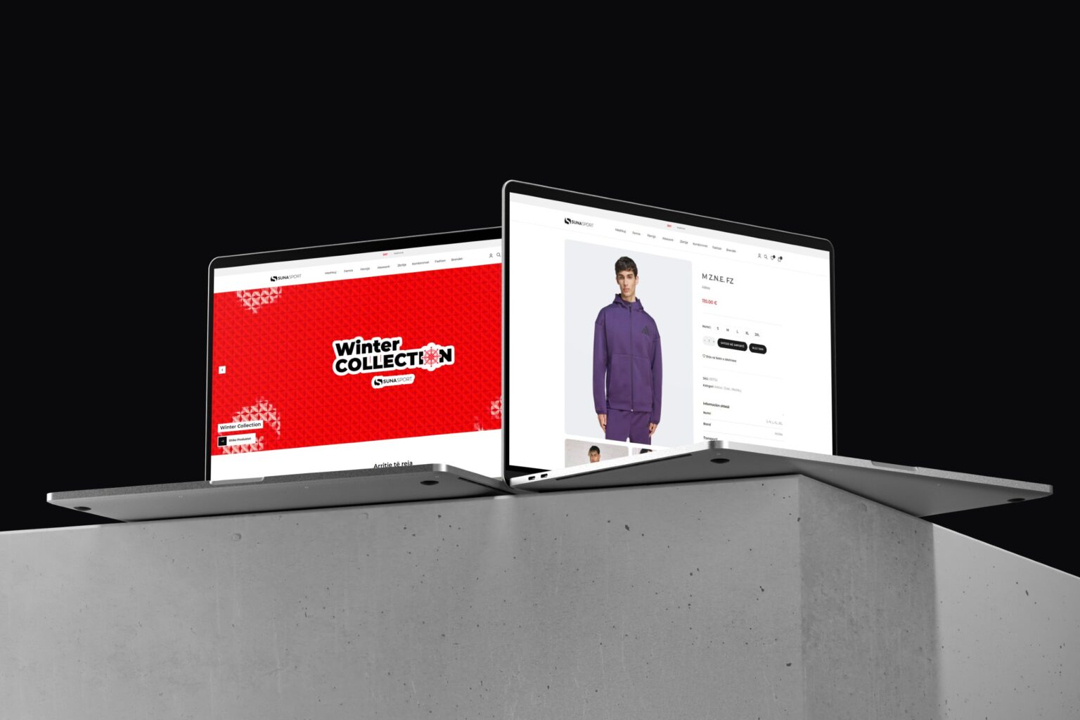 Suna Sport – sportswear eCommerce website mockup by Weble Studio