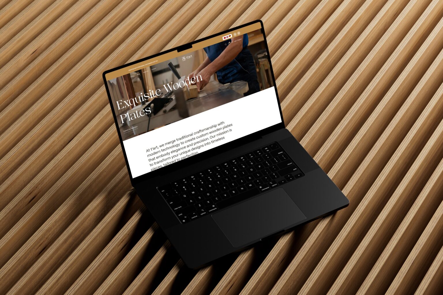 Wooden T’Art – eCommerce website mockup for custom wooden plate studio by Weble Studio