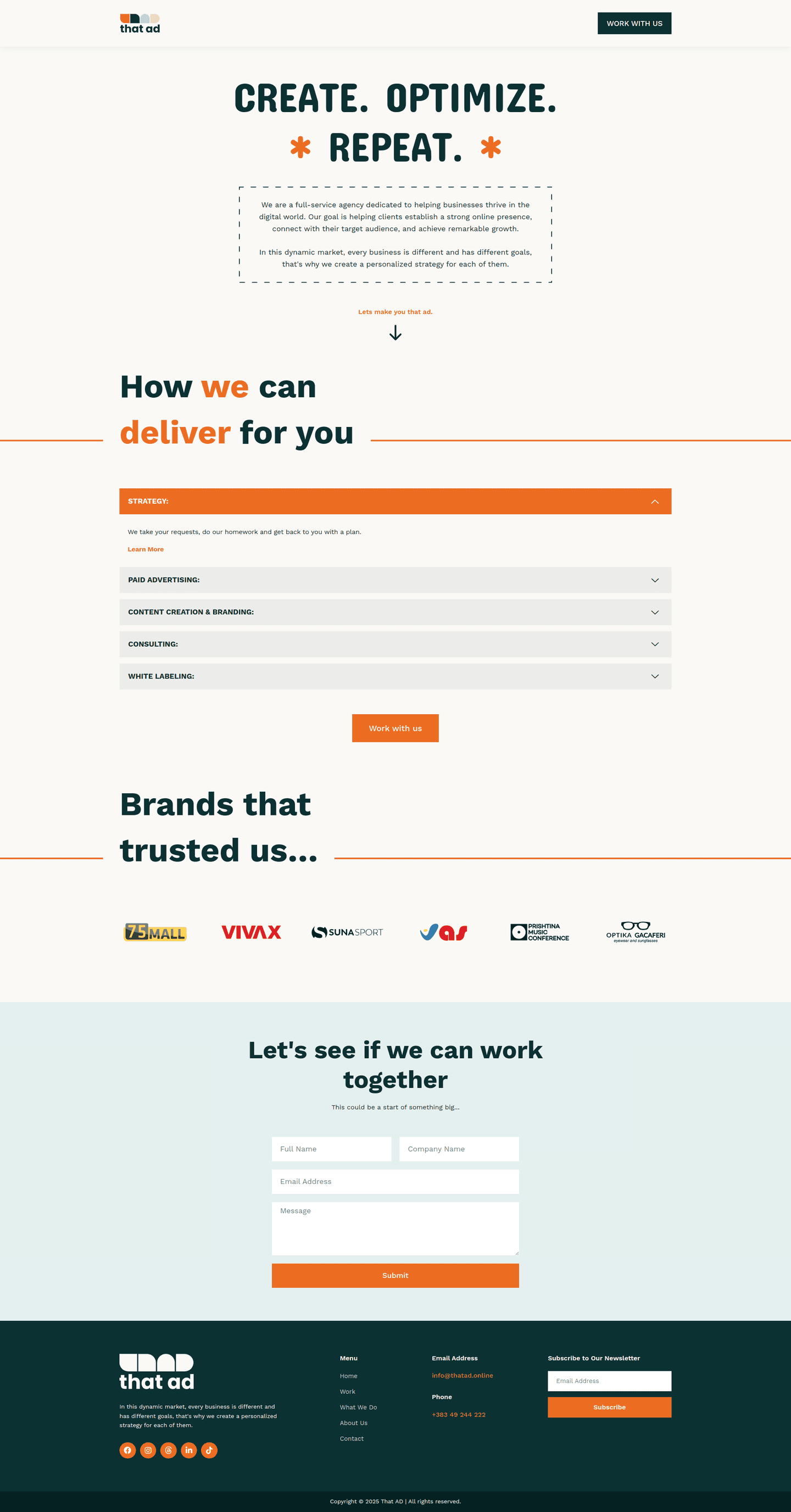 That AD – full homepage screenshot of website designed by Weble Studio
