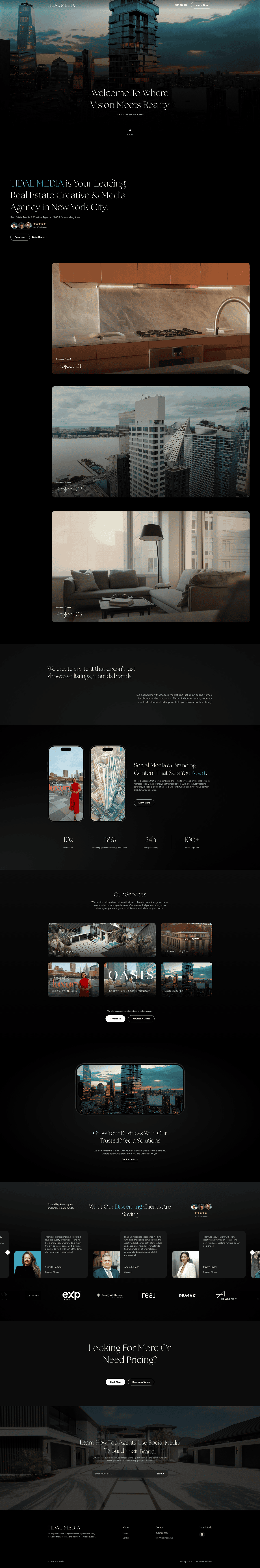 Tidal Media – full homepage screenshot of website designed by Weble Studio